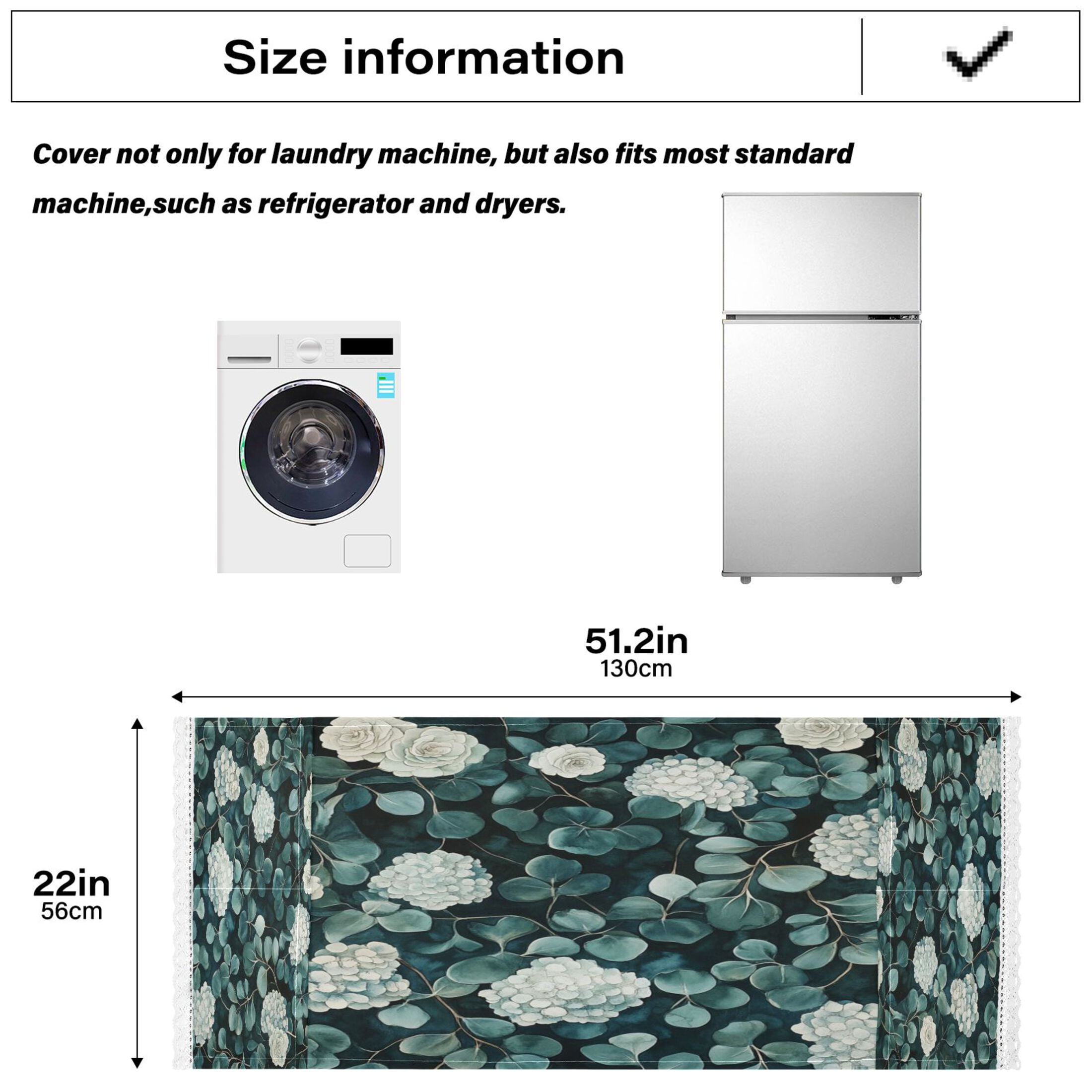 Eucalyptus Leaves PatternWasher and Dryer Covers Dust-Proof and Oil Resistant Fridge Cover with 4 Storage Pockets Washing Machine Top Cover for Laundry Kitchen Home 51.2 x 22 In
