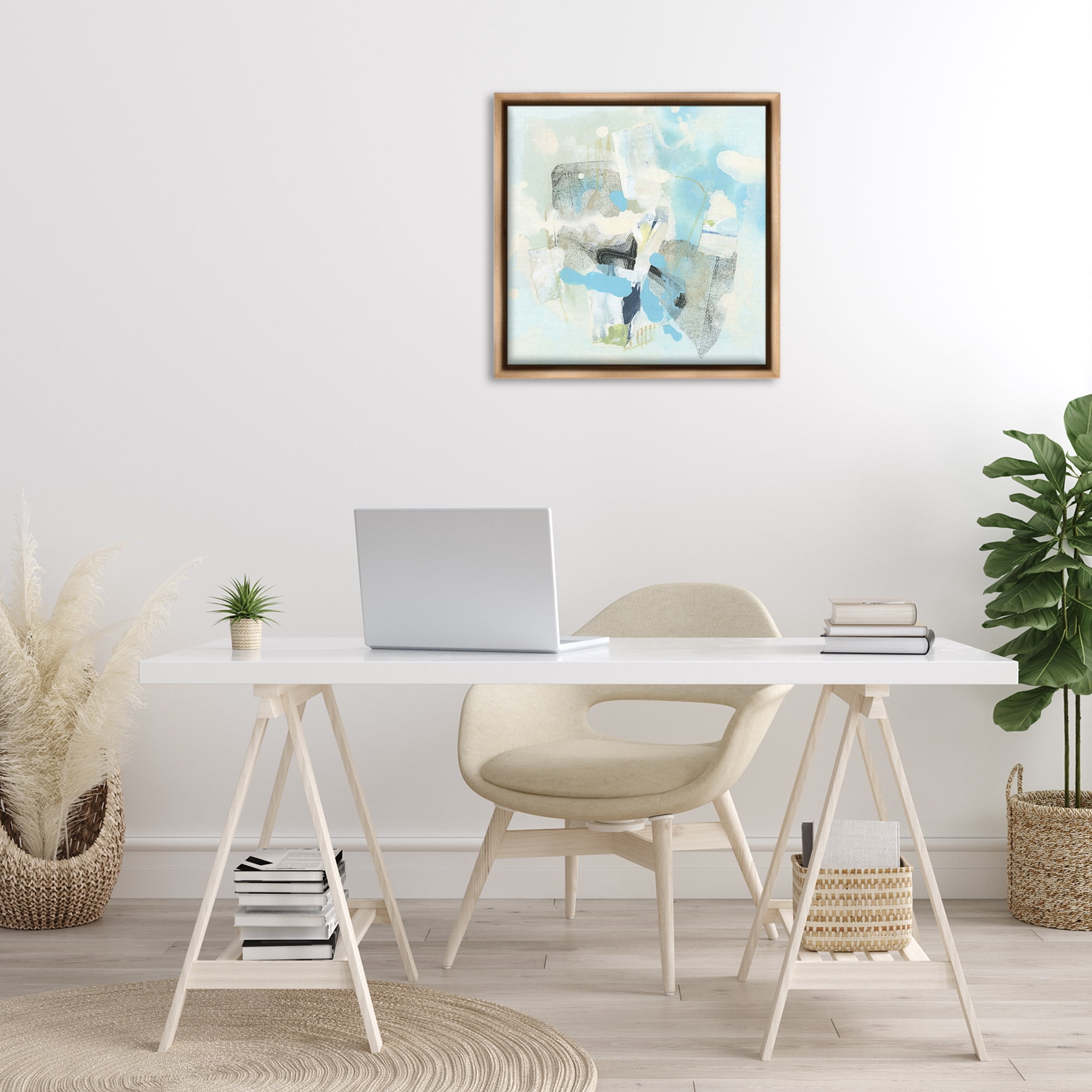 Stupell Industries Modern Paint Splash Abstract Abstract Painting Brown Floater Framed Canvas Art Print Wall Art, 25 x 25