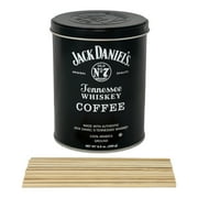 Jack Daniels Coffee (8.8 oz 250g) bundled with complimentary 20-count Bamboo Stirrers - 100 Arabica - Kosher Collectable Tin Can