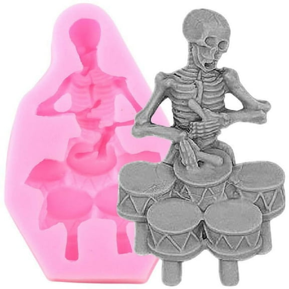 ZPAQI 3D Skeleton Cake Silicone Mold Halloween Fondant Cake Decoration Tool Musical Instrument Chocolate Candy Gumpaste Molds