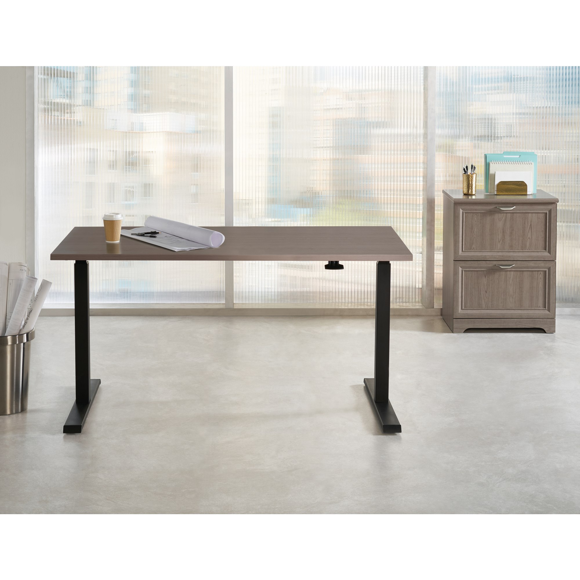 Realspace® Magellan 60"W Pneumatic Height-Adjustable Standing Desk, Gray - image 4 of 8