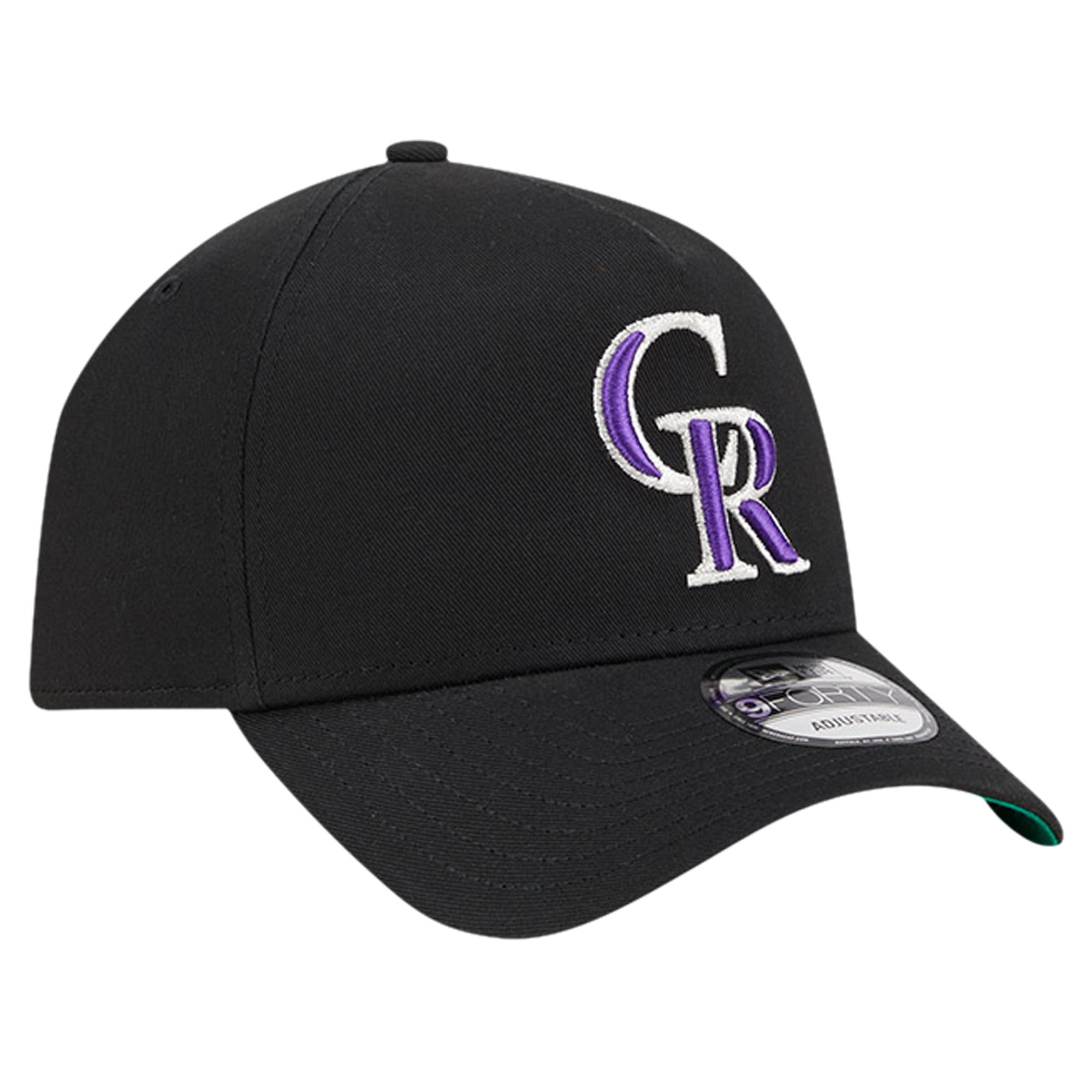 Men's New Era Black Colorado Rockies Team Color A-Frame 9FORTY Adjustable Hat