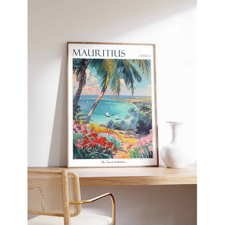 Onimhouse Poster Mauritius Poster, Mauritius Print, Tropical Decor, Botanical Print, Floral Decor, Mauritius Travel Poster, Coastal Decor, African Art-UNFRAMED