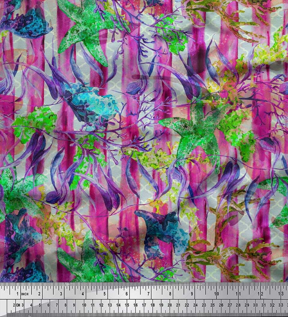 Soimoi Cotton Canvas Fabric - Stripe & Mandala Kaleidoscope Print 42 Inch Wide Sewing Material