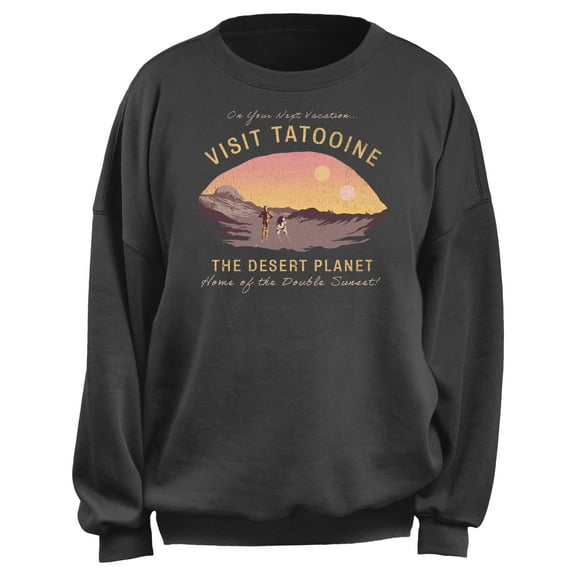 Junior's Star Wars Visit the Desert Planet Sweatshirt Charcoal Medium