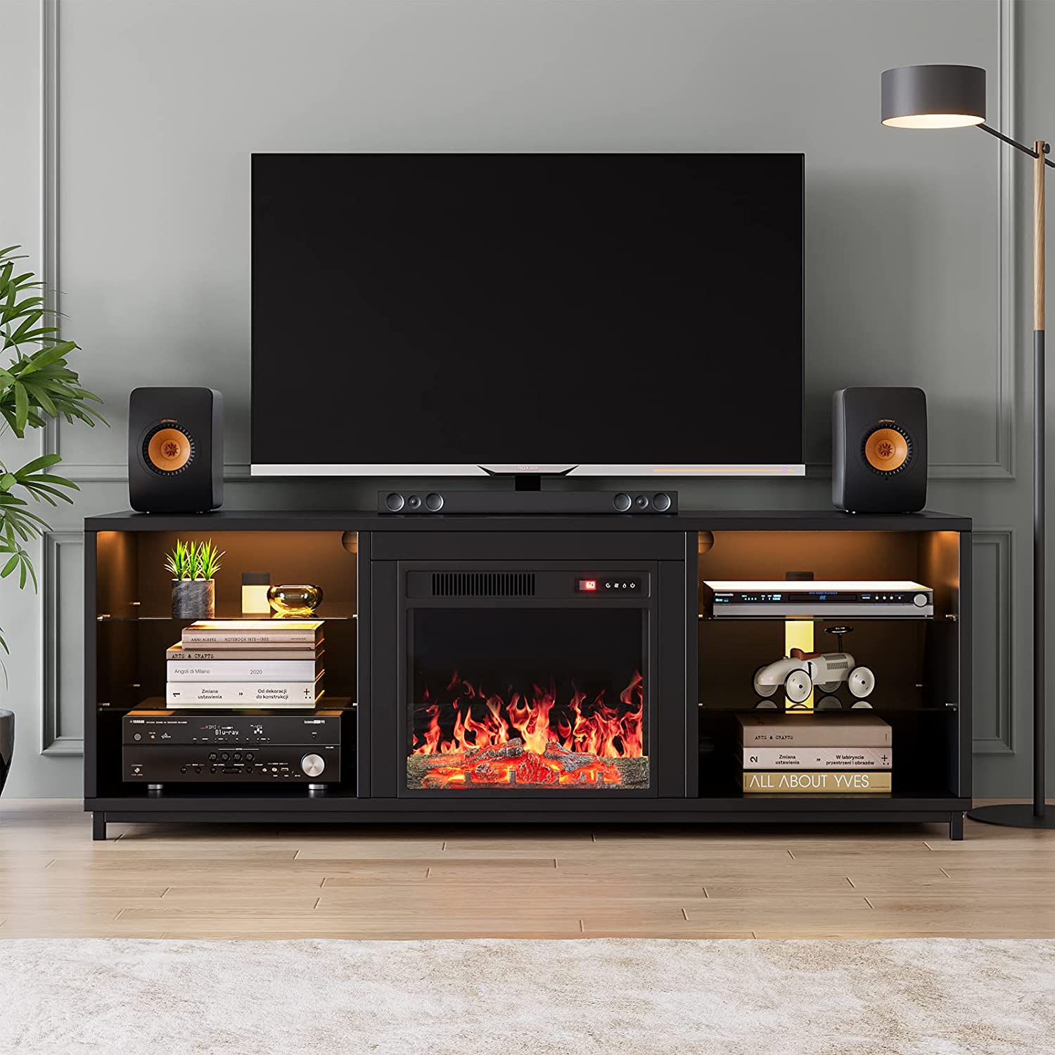 Electric Fireplace TV Stand Fireplace Heater with Remote Control