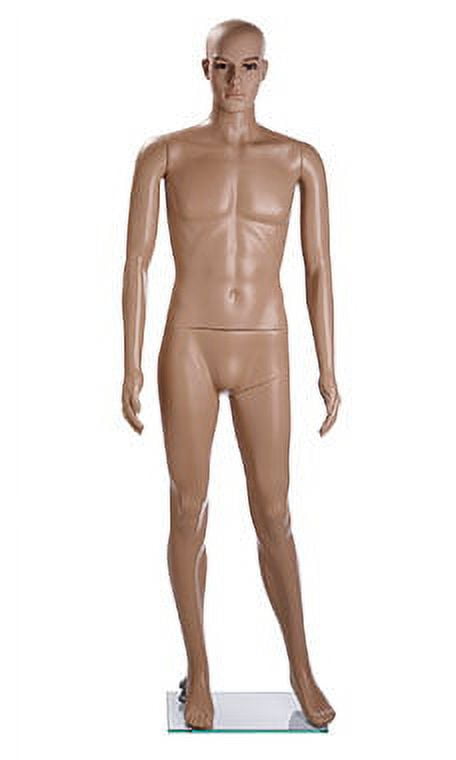 SSWBasics Mannequin Full Body - Male Mannequin Full Body with Base  6' 2½" Height  Caucasian Complexion Plastic Mannequin Body for Display
