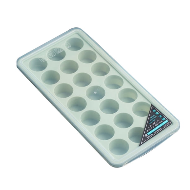Molde de silicona para hacer cubitos de hielo de 21 cavidades, bandeja para molde de crema para pasteles con tapa, utensilios para hornear, redondo, verde Scienceny HA004768-06