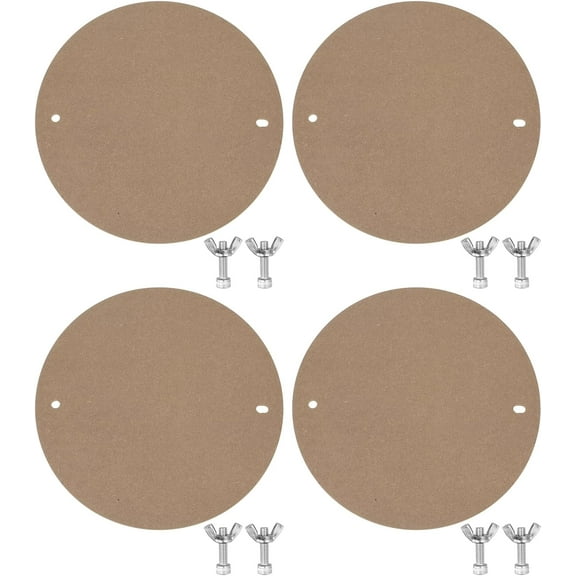 Pottery Wheel Bat 12" Round Pottery Bats System 1/3 Thick Pre Pin Holes 10" Apart with 304 Stainless Steel Pins for All Standard Pottery Wheel Clay Throwing Bats, 2Pcs, Brown