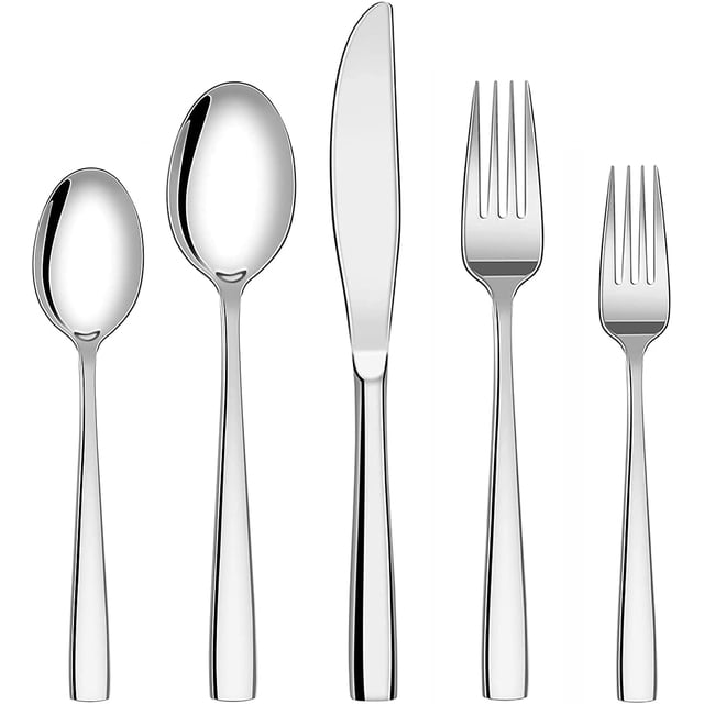 Flatware Silverware Cutlery Set, 30Piece Stainless Steel Utensils Service for 6, Include KnifeForkSpoonMirror Polished & Dishwasher Safe Silver 30-Piece