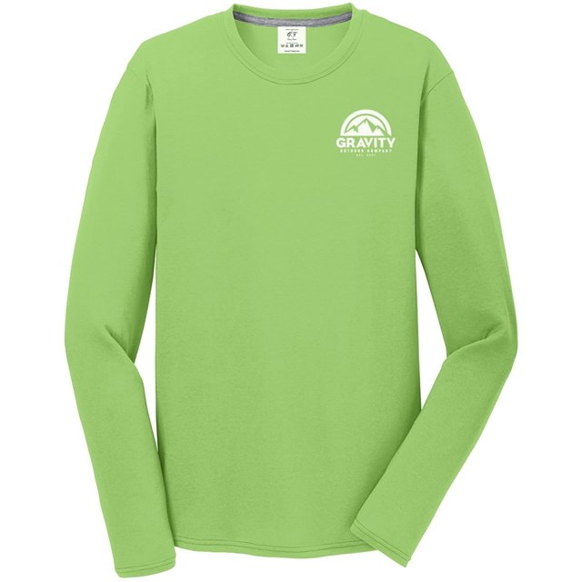 Gravity Outdoor Co. Performance Long Sleeve Shirt - Lime - White Logo - S