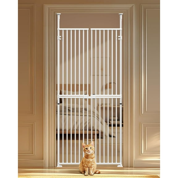 Extra Tall Cat Gate 71 Inch, Cat Gate for Doorways No Climb, 29.5"-32.3" Wide Tall Pet Gate for Cats/Dogs, Pressure Mounted No Drilling Pet Gate Door Gate for Hallway/Stairs/Kitchen/Bedroom