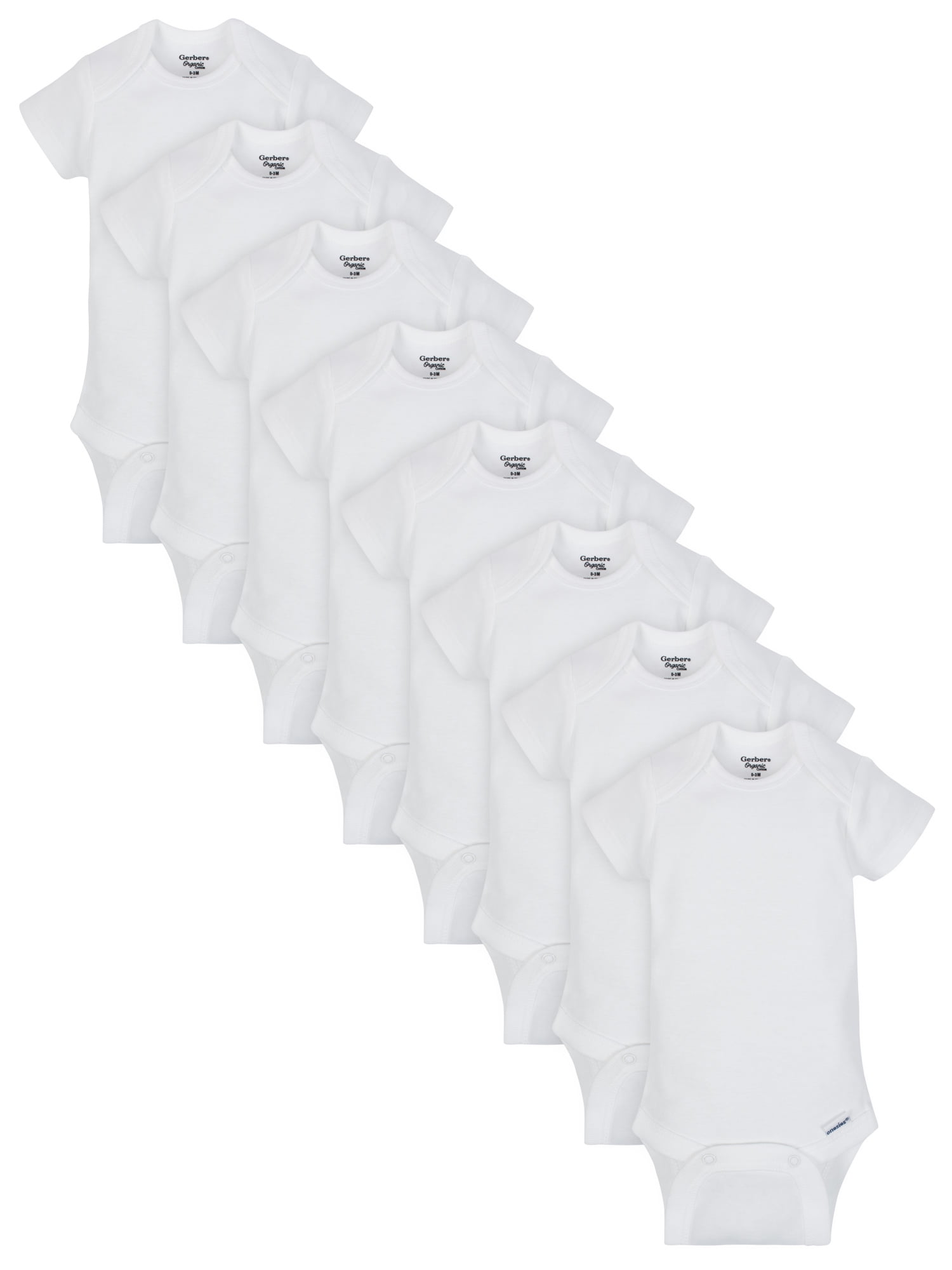 Gerber Baby Boy, Baby Girl, & Unisex White Short Sleeve Bodysuits, 8 ...