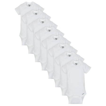 Gerber White Organic Cotton Short Sleeve Onesies Bodysuits, 8pk (Baby Boys or Baby Girls, Unisex)