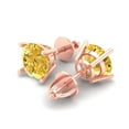 thumbnail image 2 of 14K Solid Gold Screw Back Stud Earrings for Women | 3 cttw Round Cut Natural Citrine | Rose Gold, 2 of 5
