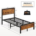 thumbnail image 2 of Twin Size Metal Platform Bed Frame With Wood Headboard And Footboard Heavy Duty Mattress Base With Metal Slat Supports Noiseless,No Box Spring Required,Rustic Brown, 2 of 8