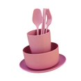 thumbnail image 2 of Lipstore 6 Pieces Reusable Straw Dinnerware Set, Kids Tableware Set, Spoons Forks Plates Pink, 2 of 8