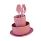 thumbnail image 2 of Juego de vajilla de paja reutilizable de 6 piezas, juego de utensilios, platos, vasos, tenedores y cubiertos, juego de vajilla para niños para Rosa, 2 of 8