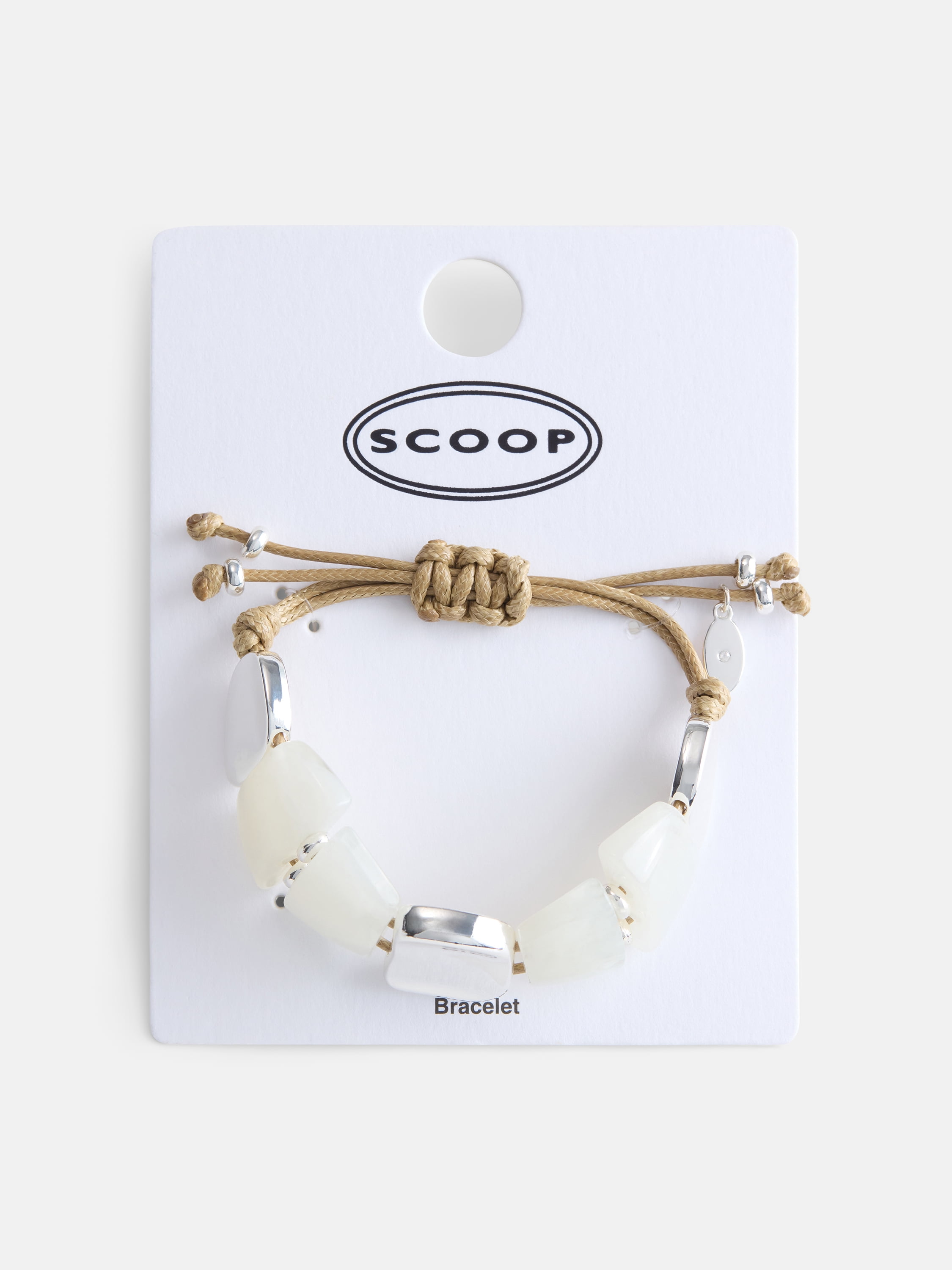 Scoop Women's Tan Cord Bracelet with Geometric Beads
