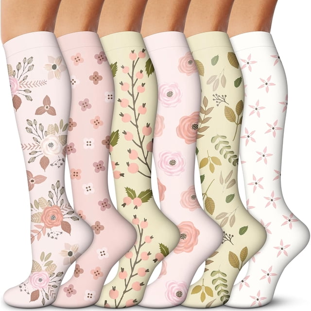 3/6 Paires de Bas de Compression pour Femmes et Hommes 15-20 mmHg - Meilleur Soutien pour Infirmières, Course, Randonnée, Récupération et Bas de Vol
