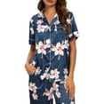 thumbnail image 5 of Unique Bargains Women's 2pcs Floral Button Down Pajama Set Nightwear Sleepwear Sets, 5 of 5