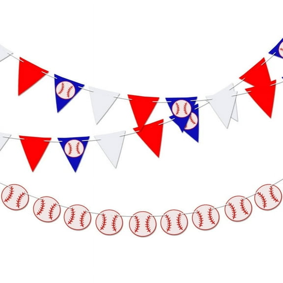 LULULION 2Pcs Baseball Party Banner Paper Gar Assorted Colors for Sports Events