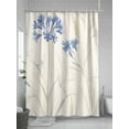 thumbnail image 5 of Boanket Polyester Fabric Blue Floral Beige Leaves Shower Curtain, Vintage Botanical Flowers Waterproof Bathtub Curtain Bathroom Decor Set with Hooks 66 x 72 Inches,, 5 of 6