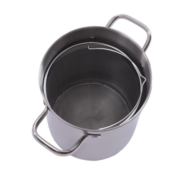 Miumaeov Stainless Steel Deep Frying Pot with Lid and Basket 5.2Qt