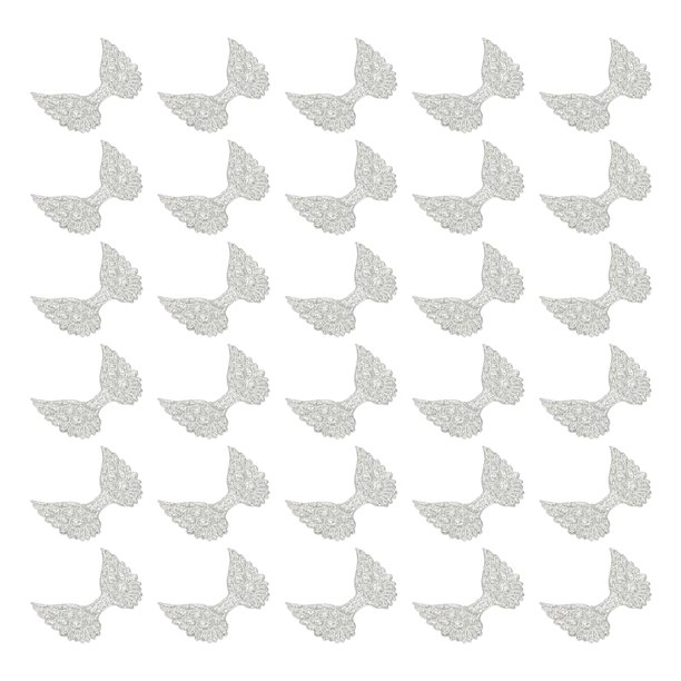 Uxcell 60Pcs Alas de Ángel para Manualidades, Parches de Tela de Alas de Ángel Mini Brillantes, Plateado