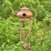 Zaer Ltd. Copper Colored Teapot Birdhouse Garden Stakes (Style 1)