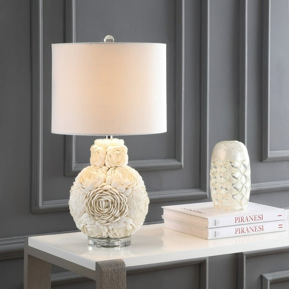 JONATHAN Y Seashell Rosette 24" LED Table Lamp, Cream, JYL1049A