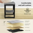 thumbnail image 4 of Linen Fabric Vanity Stool with Storage Shelf, Makeup Dressing Bench, Grey & Black, 4 of 8