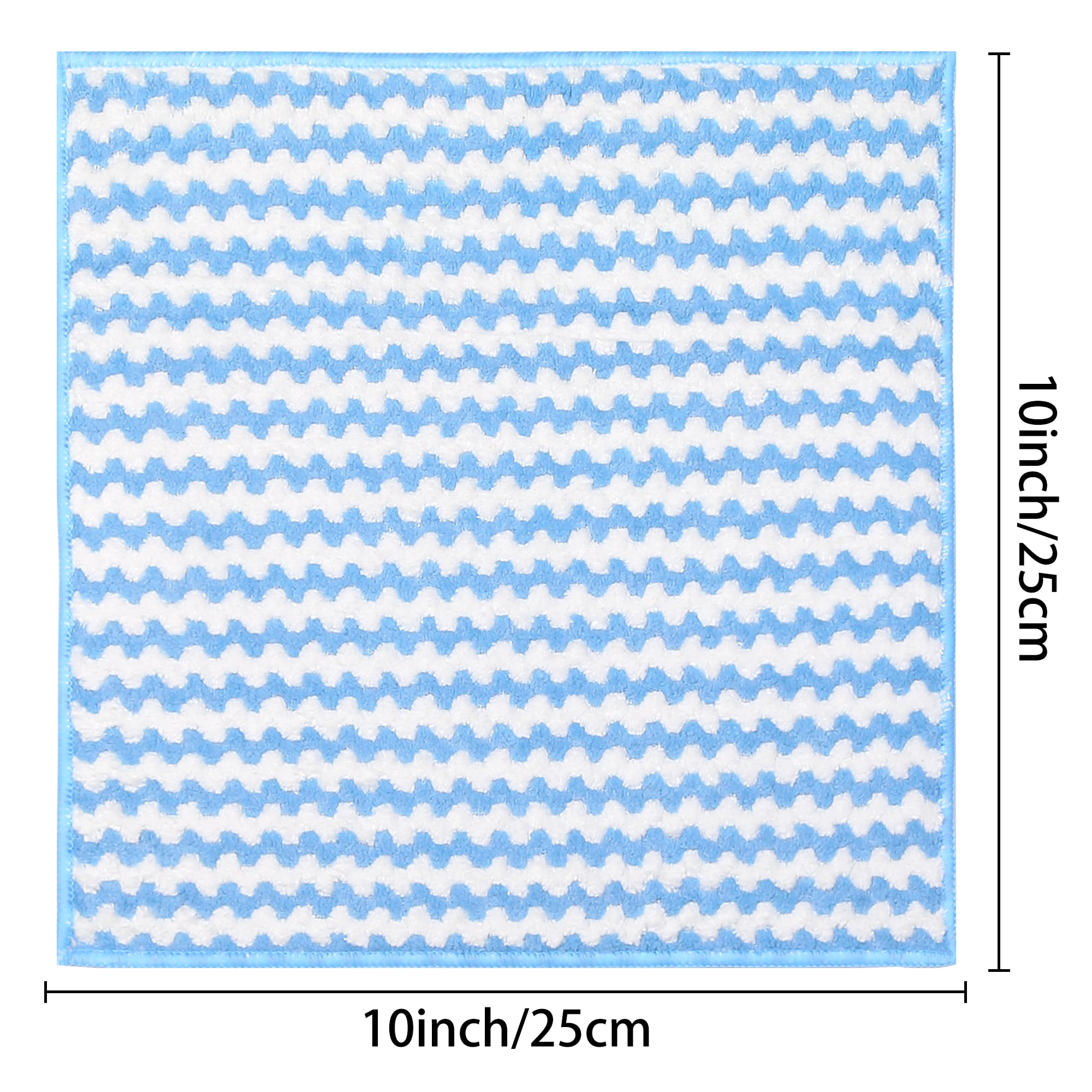 Unique Bargains 12 Pcs Microfiber Absorbent Rags Reusable Cleaning Towels Blue 10"x10"
