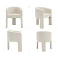 thumbnail image 7 of Guyou Modern Boucle Dining Chairs Set of 2, Barrel Linen Side Chair with Curved Backrest and Arms, Comfy Dressing Vanity Chairs, Upholstered Kitchen Chairs for Living Room Bedroom Dining Room, Beige, 7 of 7