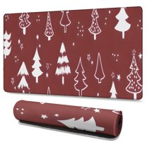 Long Mouse Pads for Desk,Red Christmas Tree and Star Pattern Desk Mats on Top Of Desks, Desk Mouse Pad Extra Large with 3mm Non-Slip Base and Stitched Edge for Gaming,Office,Work,Home 47.3x23.6in