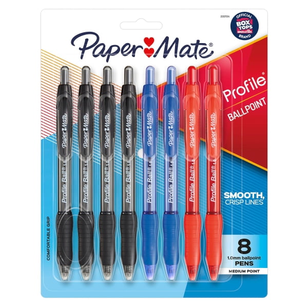 Abstractie Verward Overgave Paper Mate Ballpoint Pen, Profile Retractable Pen, Medium Point (1.0mm),  Assorted, 8 Count - Walmart.com