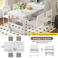 thumbnail image 6 of Harper & Bright Designs Compact Buffet with Hutch and Foldable Dining Table, Cupboard with Storage Shelf and Side Hooks for Small Places Apartment, White Marble, 6 of 18