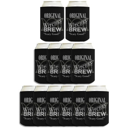 

ThisWear Halloween Party Favors Original Witches Brew Witch Theme 12-pack Can Coolie Drink Coolers Black