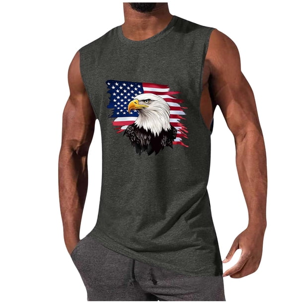 Tanque Deportivo de Cuello Redondo de la Impresión de la Moda Casual de los Hombres, Blusa de Poliéster sin Mangas para el Uso Diario Al Aire Libre