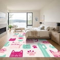 thumbnail image 3 of ODIKA 4'x6' Machine Washable Non-Slip Area Rug, Kawaii Pink High Traffic Rug, Pink, 1051991, 3 of 7