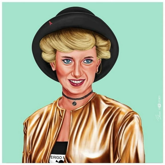 "Hip Princes Diana" Frameless Free Floating Reverse Printed Tempered Art Glass Wall Art