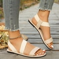 thumbnail image 5 of Elastic Ankle Strap Flat Sandals for Women Comfortable Elastic Strappy Sandals Round Toe Summer Slides for Walking Beach & Travel, 5 of 9