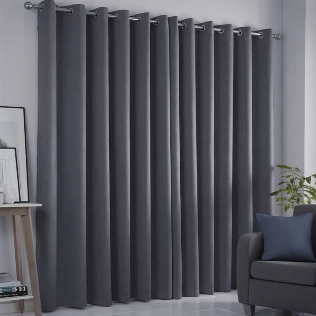Cortinas Blackout con Aislamiento Térmico para Estar/Recámara Ventana, con Ojales en la Parte Superior, Reducción Ruido, 100% Poliéster Tela Impermeable (Gris oscuro)