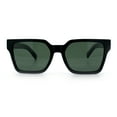 thumbnail image 3 of Polarized Gentlemanly Horn Rim Rectangle Plastic Minimalist Sunglasses Black - Green, 3 of 8