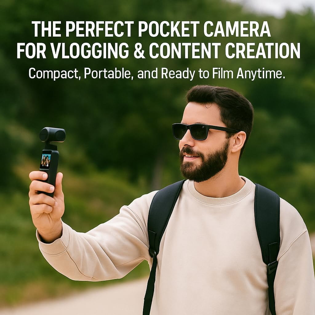 KLIOMAX 2K Pocket Camera with 3-Axis Gimbal Stabilizer, Digital Video Camera for Photography, Action & Vlogging Camera with LCD Screen, Face Tracking, Motion Stabilization, Body Cam POV Camera