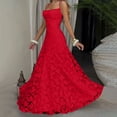 thumbnail image 2 of Kvture Women's Spaghetti Strap Dress Floral Lace Maxi Dress Square Neck Backless A-Line Elegant Formal Gown for Prom Red, 2 of 8