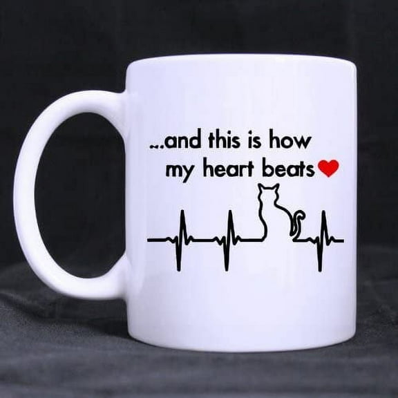 Funny Mom Mug - This Is How My Heart Beats?Coffee?Mug Ceramic?Material?Mugs Tea?Cup White?11oz