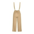 thumbnail image 4 of Dazajoo Sleeveless Jumpsuits for Womens Suspender Wide Leg Overalls Solid Casual Loose Spaghetti Straps Long Romper with Pockets Khaki XL, 4 of 7
