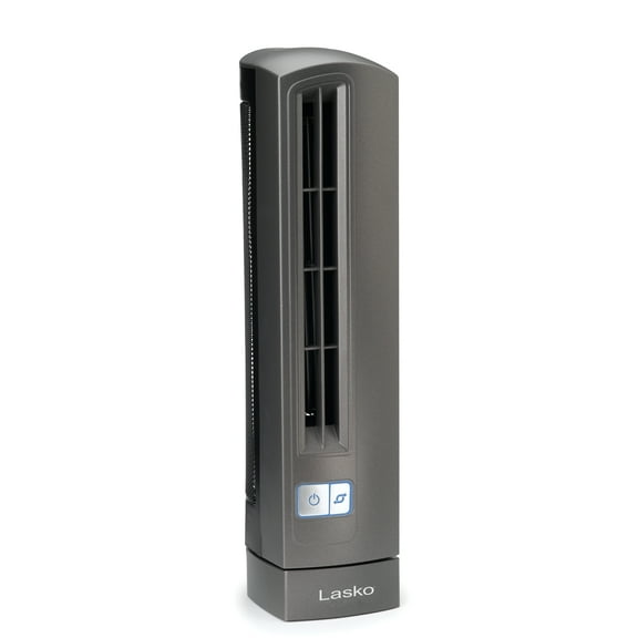Lasko 14" Air Stick 2-Speed Oscillating Desk Ultra-Slim Table Fan, Gray, 4000