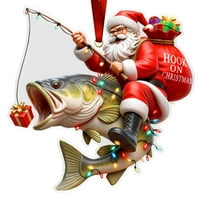 Santa Claus Fishing Ornaments 2025 - 2D Acrylic Fishing Santa Decor, Christmas Decorations for Tree Hanging, Charming Christmas Hanging Ornaments, Heartwarming Christmas Gifts for Family Celebrations